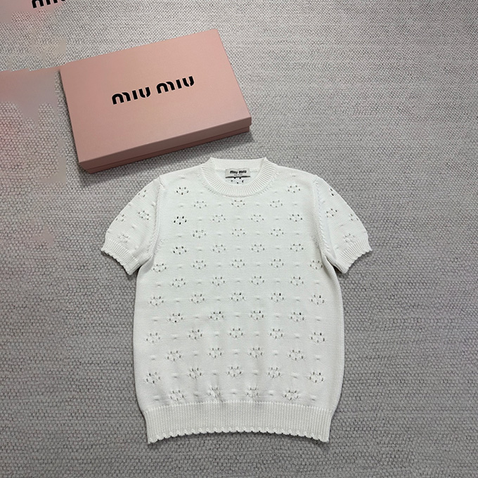 9A+ quality miu miu eyelet knit t-shirt
